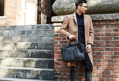 Handmade leather men Briefcase messenger large vintage shoulder laptop bag vintage bag - EverHandmade
