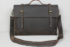 Handmade leather men Briefcase messenger coffee brown shoulder laptop 14 inch bag vintage bag - EverHandmade