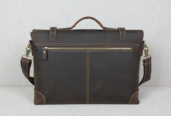 Handmade leather men Briefcase messenger coffee brown shoulder laptop 14 inch bag vintage bag - EverHandmade