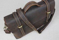 Handmade leather men Briefcase messenger coffee brown shoulder laptop 14 inch bag vintage bag - EverHandmade