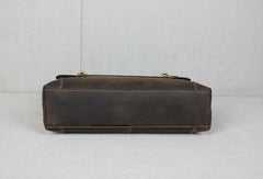 Handmade leather men Briefcase messenger coffee brown shoulder laptop 14 inch bag vintage bag - EverHandmade