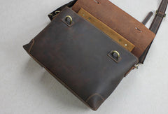 Handmade leather men Briefcase messenger coffee brown shoulder laptop 14 inch bag vintage bag - EverHandmade