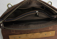 Handmade leather men Briefcase messenger coffee brown shoulder laptop 14 inch bag vintage bag - EverHandmade