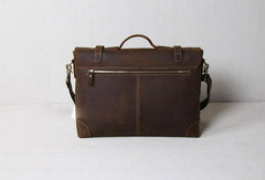 Handmade leather men Briefcase messenger coffee brown shoulder laptop 14 inch bag vintage bag - EverHandmade