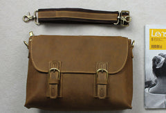 Handmade leather Briefcases men messenger Coffee shoulder bag vintage bag for him