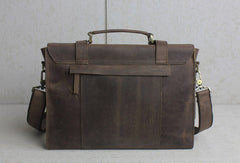 Handmade leather men Briefcase messenger coffee shoulder bag vintage bag - EverHandmade