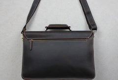 Handmade leather men Briefcase messenger dark coffee shoulder bag vintage bag