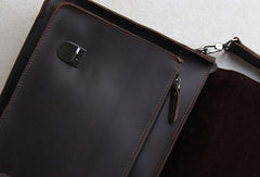 Handmade leather men Briefcase messenger dark coffee shoulder bag vintage bag