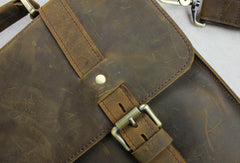 Handmade leather men Briefcase messenger coffee shoulder bag vintage bag - EverHandmade