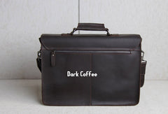 Handmade leather men Briefcase messenger dark coffee shoulder bag vintage bag