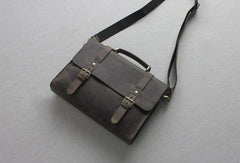 Handmade leather men Briefcase messenger coffee shoulder bag vintage bag - EverHandmade