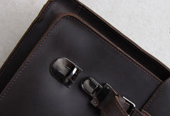 Handmade leather men Briefcase messenger dark coffee shoulder bag vintage bag