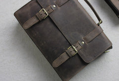 Handmade leather men Briefcase messenger coffee shoulder bag vintage bag