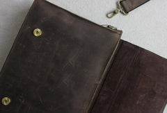 Handmade leather men Briefcase messenger coffee shoulder bag vintage bag - EverHandmade
