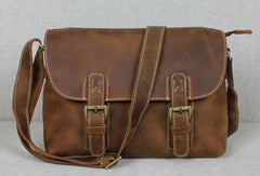 Handmade leather men Briefcase messenger Brown  shoulder bag vintage bag for him - EverHandmade