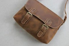 Handmade leather men Briefcase messenger Brown  shoulder bag vintage bag for him - EverHandmade