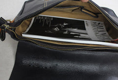 Handmade leather men Briefcase messenger black shoulder bag vintage bag for him