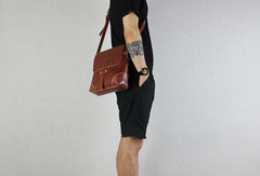 Handmade leather Briefcases men messenger Coffee small shoulder bag vintage bag for him