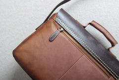Handmade leather men Briefcase messenger Coffee Brown shoulder bag vintage bag for him