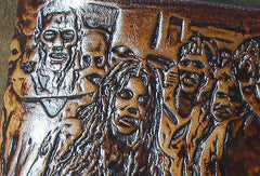 Handmade men leather wallet the walking dead billfold coffee carved custom for men