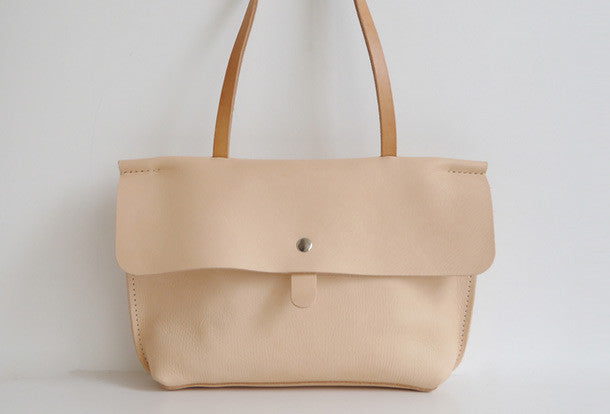 Handmade Leather handbag shoulder bag beige for women leather shoulder bag - EverHandmade