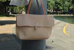 Handmade Leather handbag shoulder bag beige for women leather shoulder bag