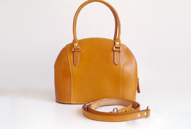 Handmade Leather handbag shoulder bag yellow brown for women leather shoulder bag - EverHandmade