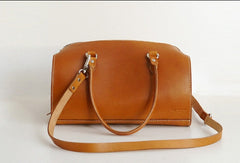 Handmade Leather handbag shoulder bag Boston bag brown for women leather shoulder bag