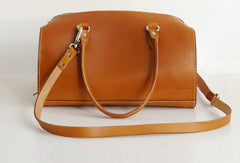 Handmade Leather handbag shoulder bag Boston bag brown for women leather shoulder bag - EverHandmade