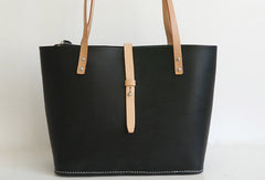 Handmade Leather handbag shoulder tote bag Black for women leather shoulder bag