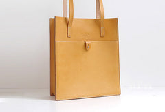 Handmade Leather handbag shoulder tote bag yellow red brown for women leather shopper bag