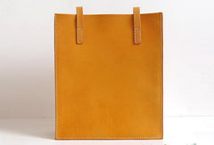 Handmade Leather handbag shoulder tote bag yellow red brown for women leather shopper bag