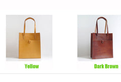 Handmade Leather handbag shoulder tote bag yellow red brown for women leather shopper bag