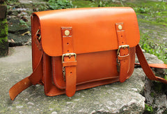 Handmade vintage satchel leather normal messenger bag black beige shoulder bag handbag for women