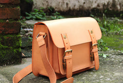 Handmade vintage satchel leather normal messenger bag black beige shoulder bag handbag for women