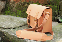 Handmade vintage satchel leather normal messenger bag black beige shoulder bag handbag for women