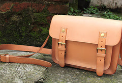 Handmade vintage satchel leather normal messenger bag black beige shoulder bag handbag for women