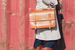 Handmade Leather satchel bag shoulder bag yellow Brown for women leather shoulder bag - EverHandmade