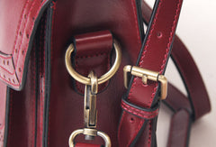 Handmade vintage satchel leather messenger bag white red shoulder bag for women