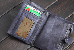 Handmade men billfold leather wallet men vintage gray brown wallet for him - EverHandmade