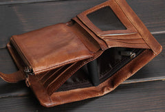 Handmade men billfold leather wallet men vintage gray brown wallet for him - EverHandmade