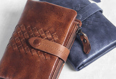 Handmade men billfold leather wallet men vintage gray brown wallet for him - EverHandmade