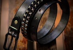 Handmade personalized Custom punk rivet Leather men White black belt