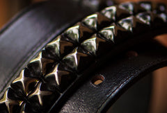 Handmade personalized Custom punk rivet Leather men White black belt