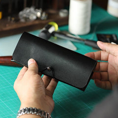 Handmade Black LEATHER MEN'S Womens Sunglasses Box Case Glasses Holder For Men