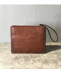 Handmade Black Leather Mens Bifold Wristlet Wallet Brown Clutch Wallet IPAD Bag Clutch Purse Men