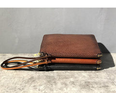 Handmade Black Leather Mens Bifold Wristlet Wallet Brown Clutch Wallet IPAD Bag Clutch Purse Men