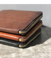 Handmade Black Leather Mens Bifold Wristlet Wallet Brown Clutch Wallet IPAD Bag Clutch Purse Men