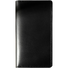 Handmade Black Leather Mens Bifold Long Wallets Personalized Black Checkbook Wallet for Men