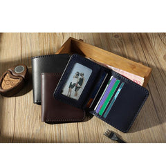 Handmade Leather Mens Billfold Wallet Personalize Bifold Small Wallets for Men